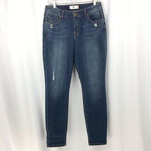 CAbi Curvy Skinny Distressed Deconstructed Jeans 5091 Medium Wash Womens Size 10